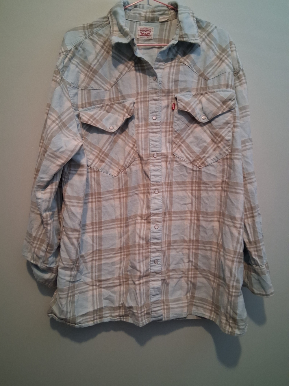 Levi's Light Blue & Tan Plaid Button-Up Shirt